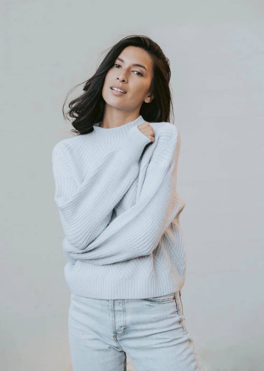 You Are Fearless- Ice Blue Knit Sweater