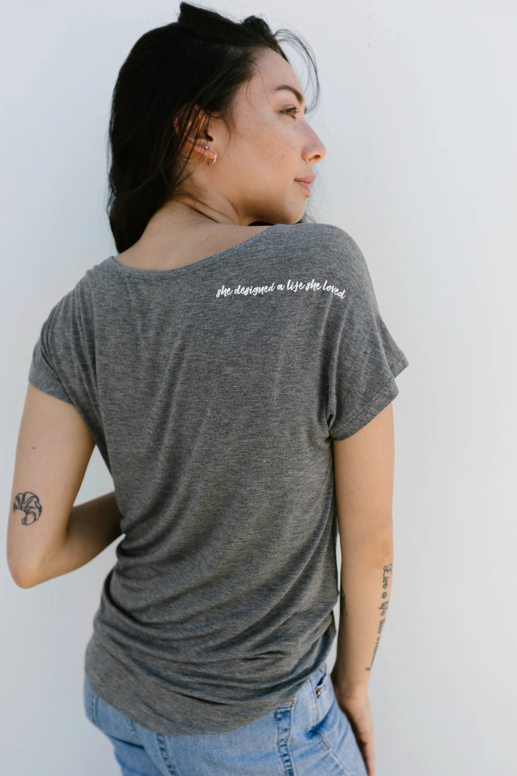 She Designed A Life She Loved- Dark Grey T-Shirt