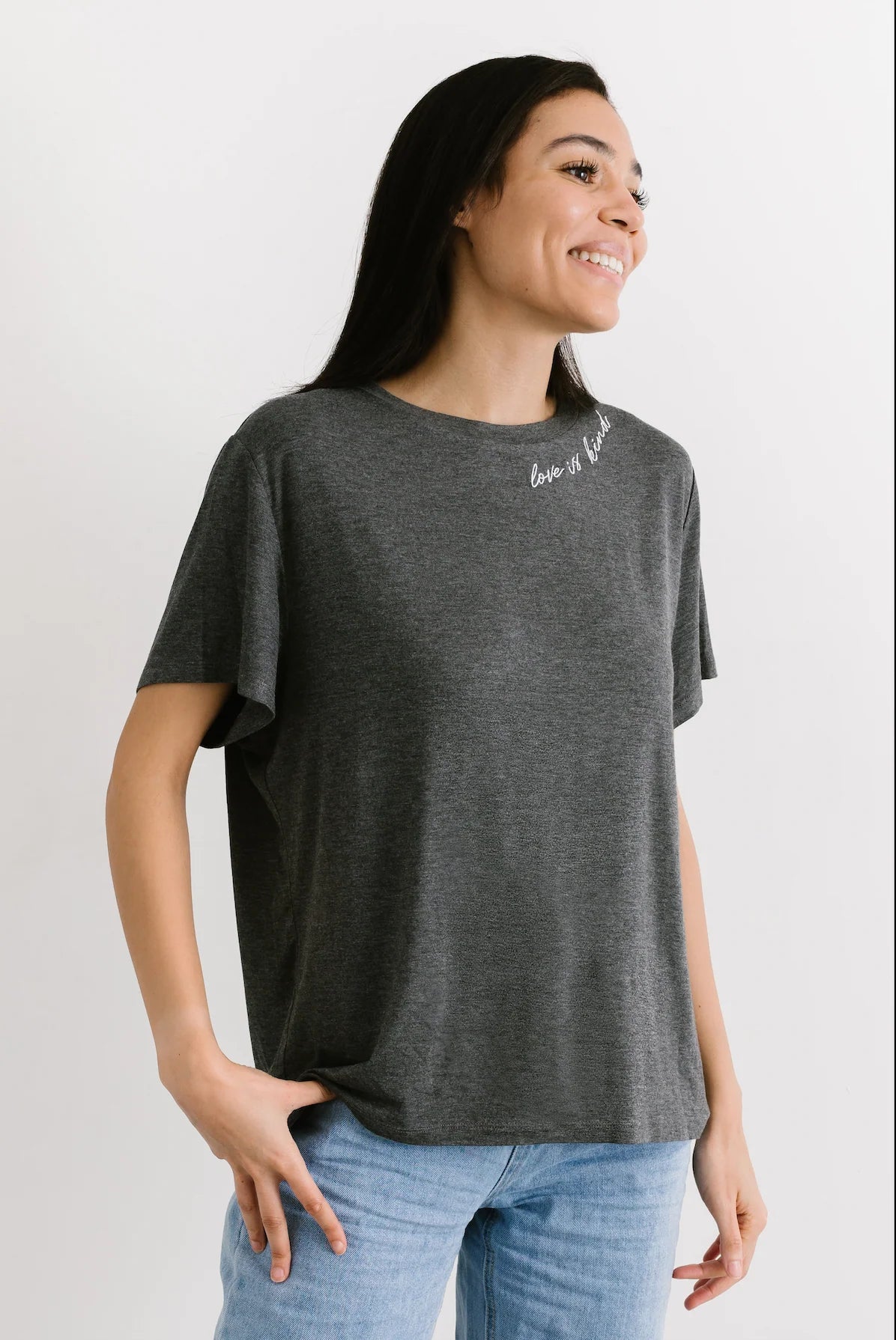 Love is Kind Box Tee- Charcoal