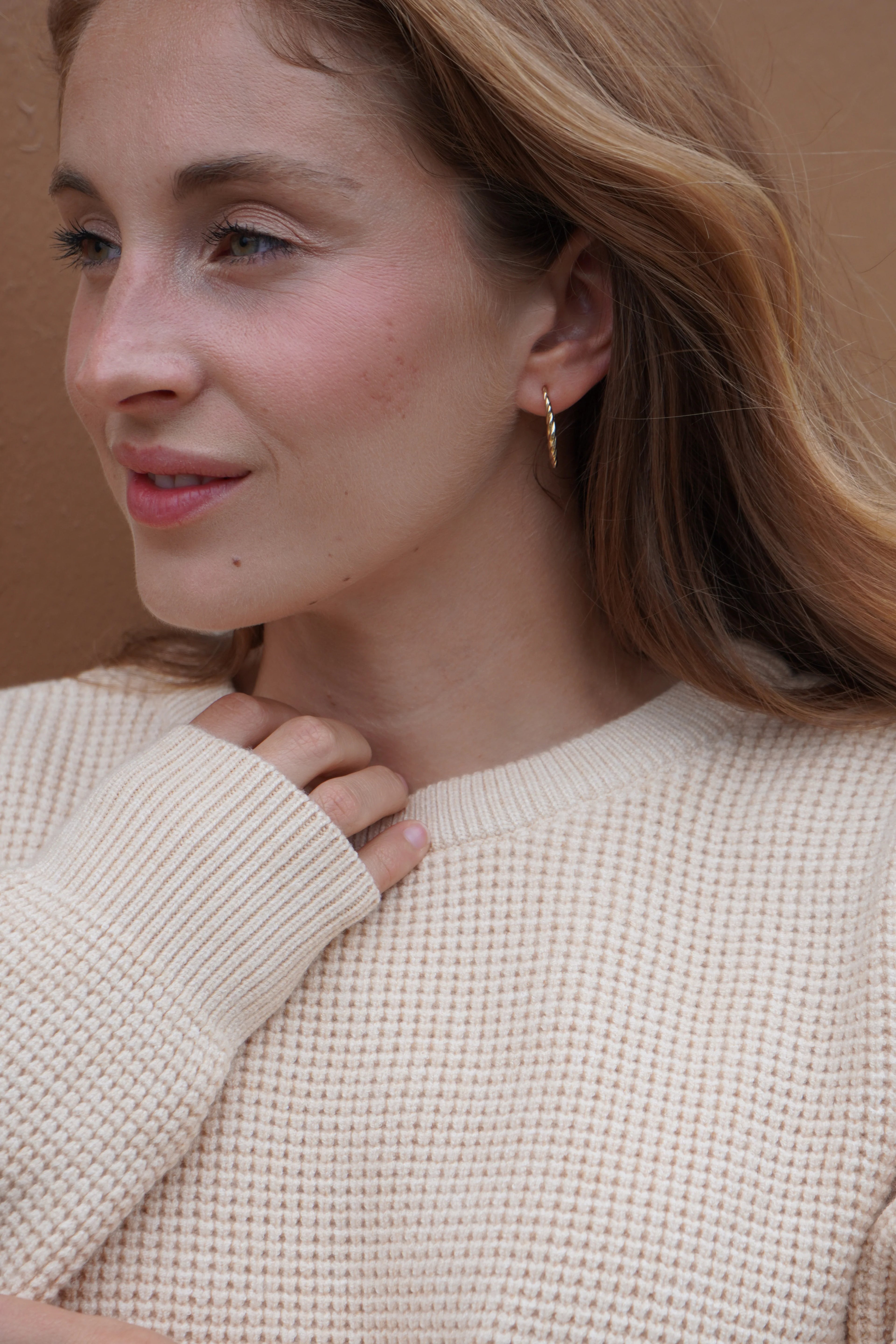 Capri Waffle Sweater- Sand