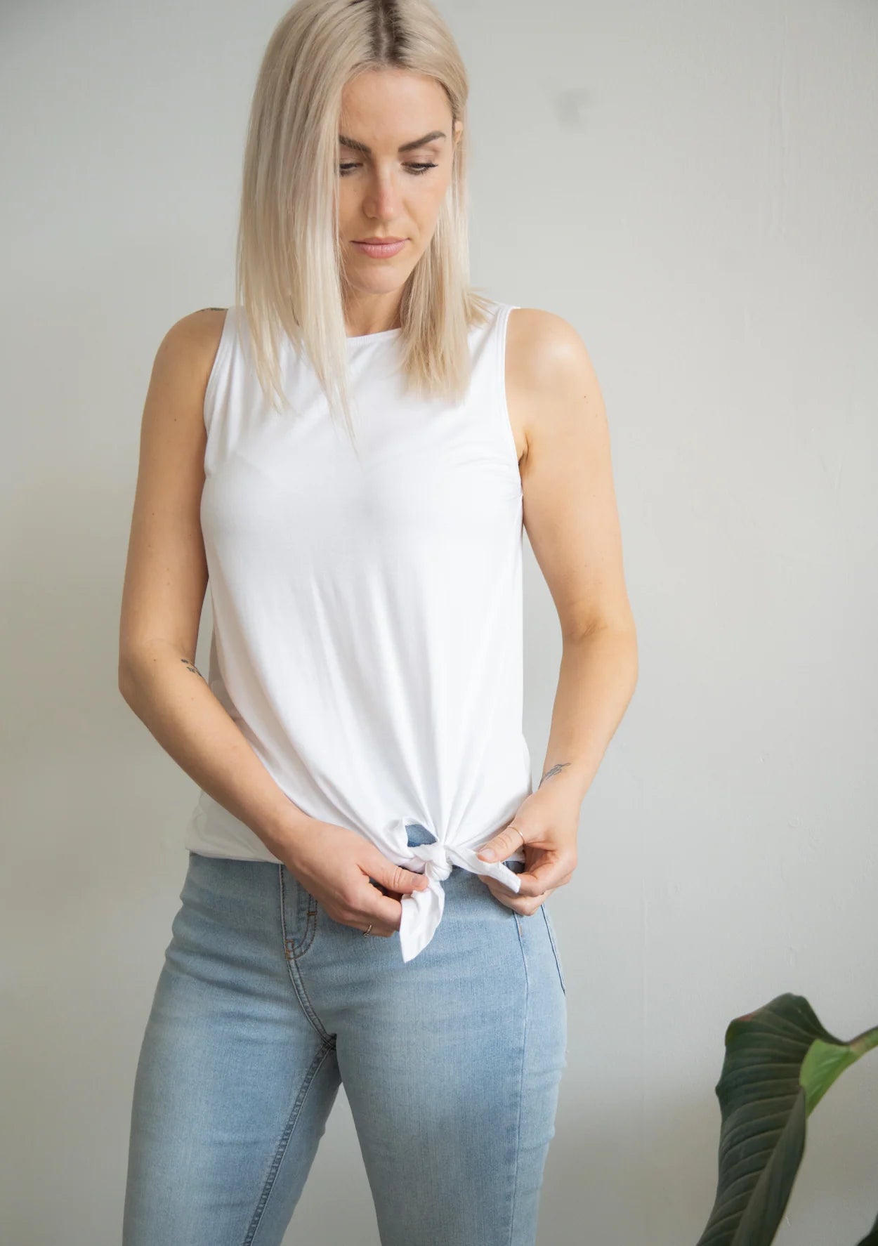 Let your Beauty Shine from Within- Tie Tank Fresh White