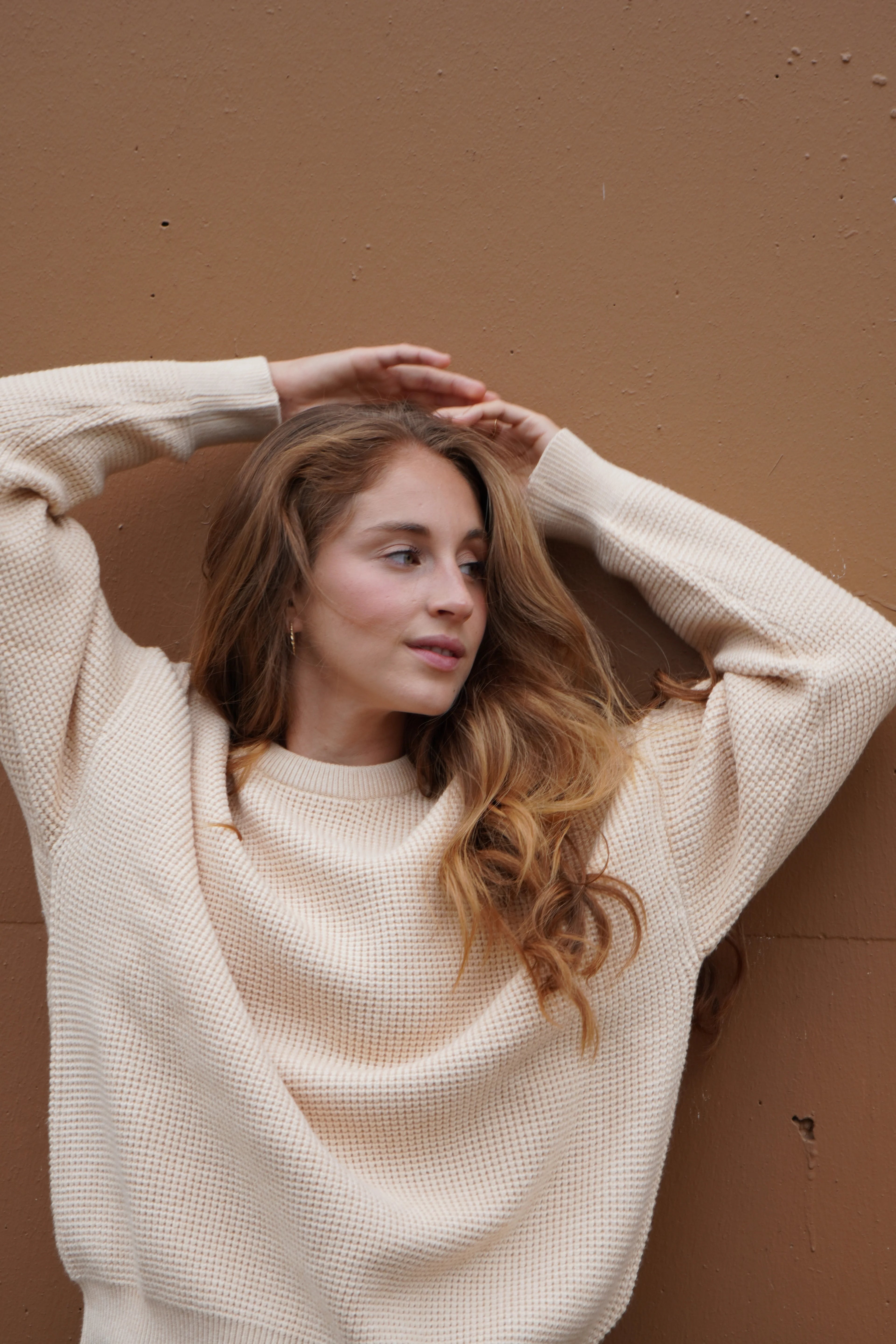 Capri Waffle Sweater- Sand