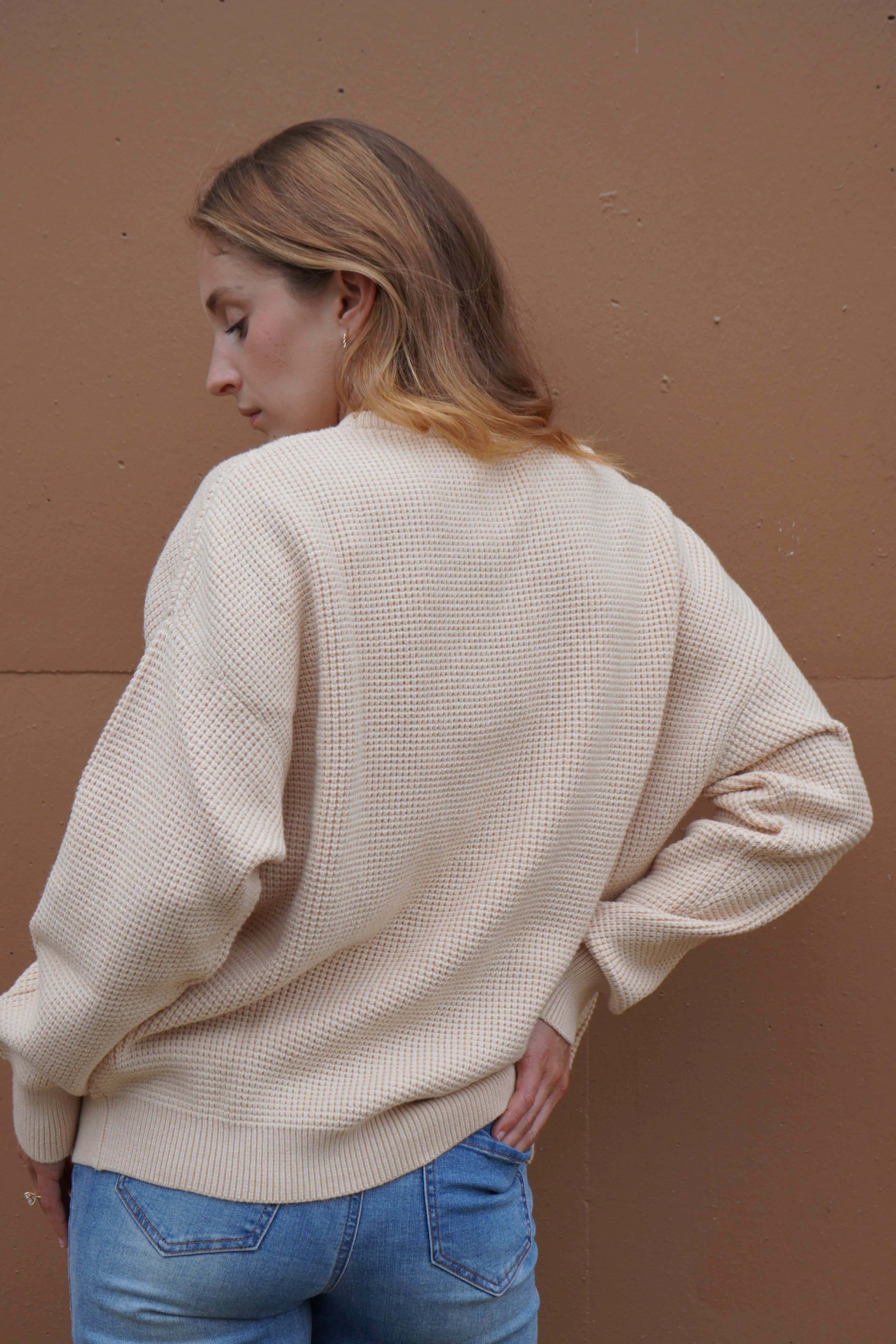 Capri Waffle Sweater- Sand