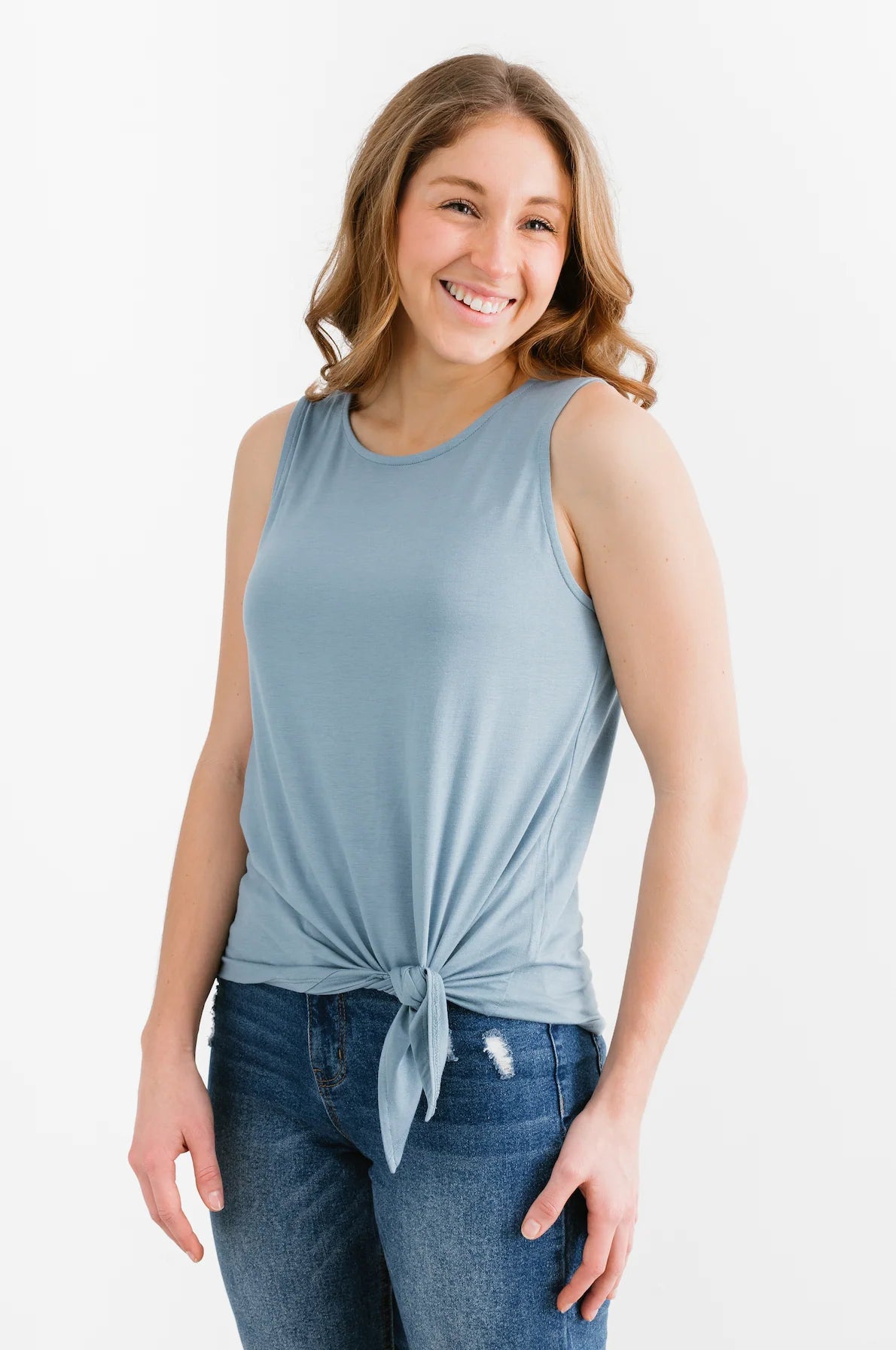 Live for the Moments you Can't put Into Words- Tie Tank Ocean Blue