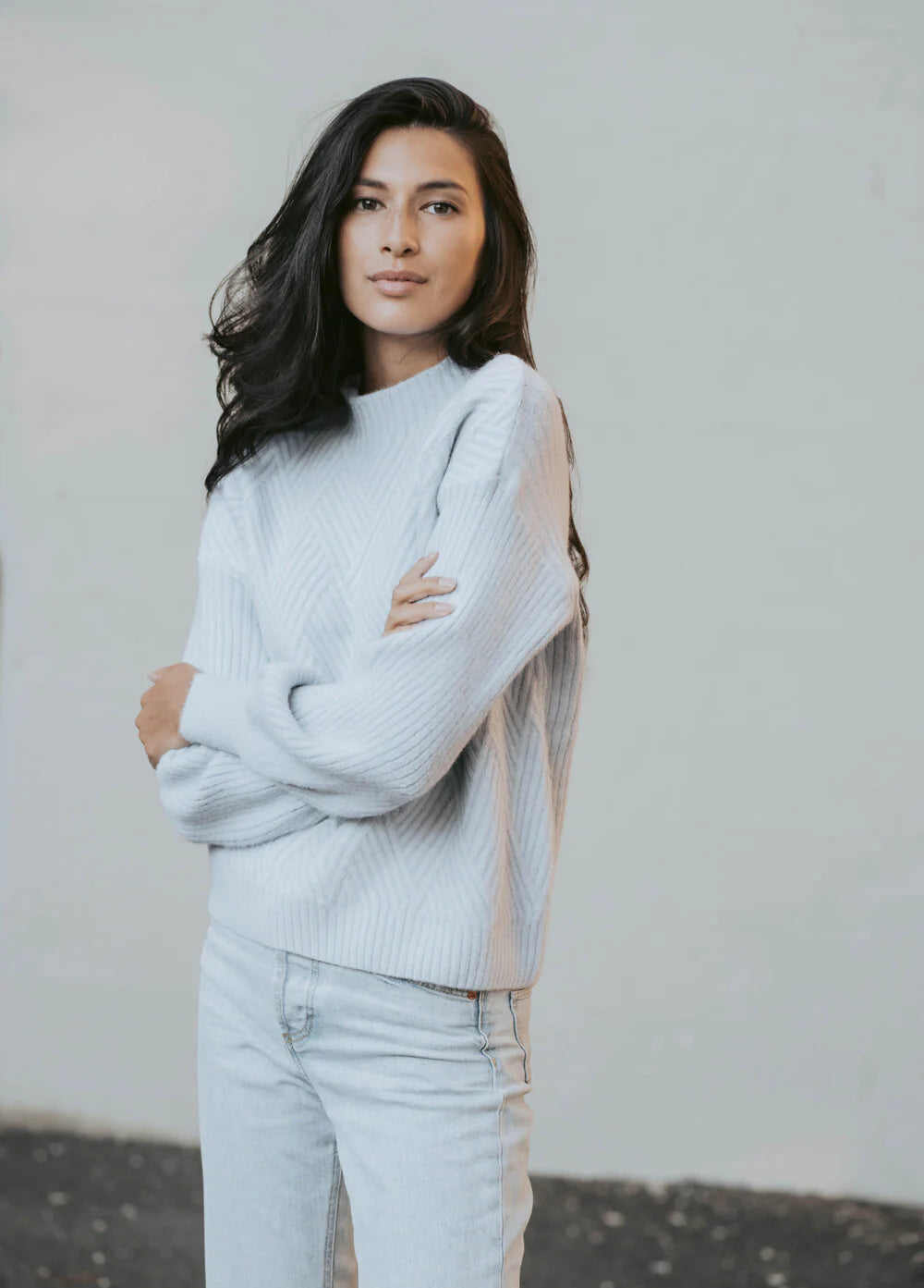 You Are Fearless- Ice Blue Knit Sweater