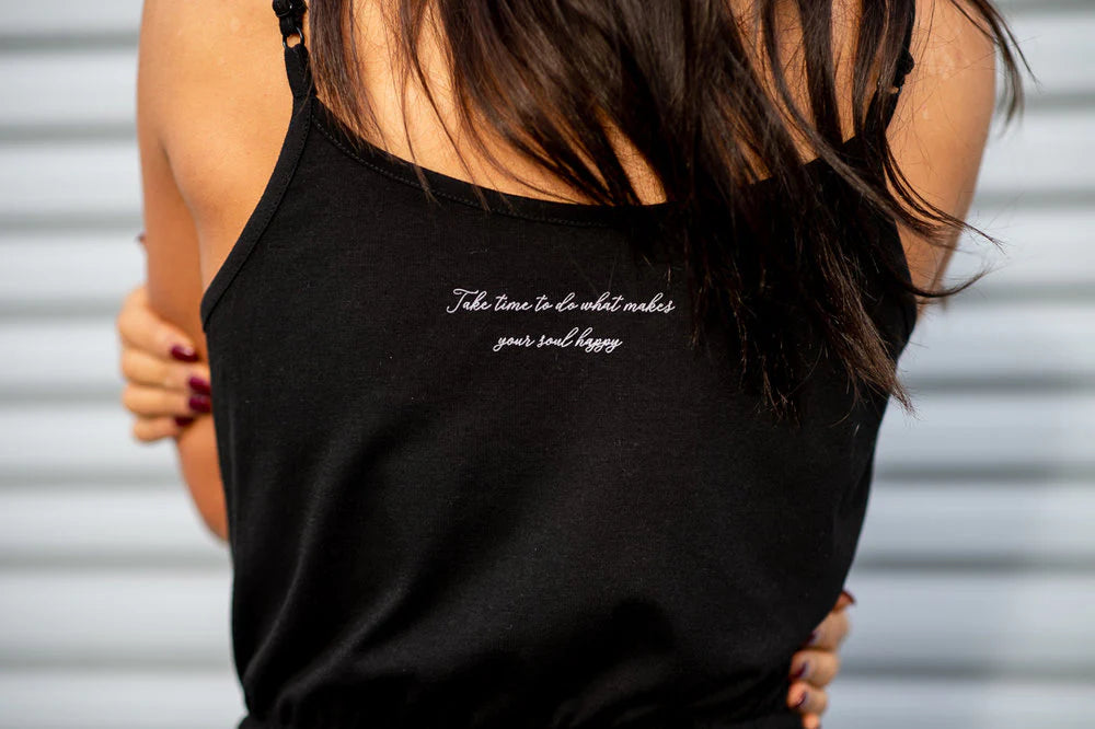 Take Time to do What Makes Your Soul Happy Black Jumpsuit